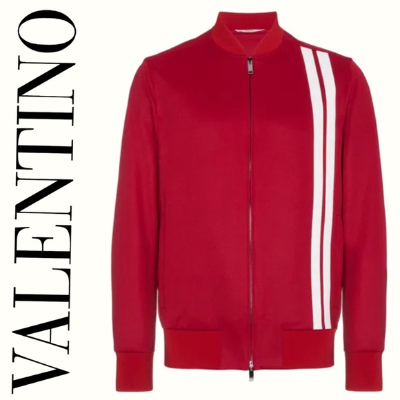 VALENTINO Archive men’s Track Jacket red white stripes bands made in Italy US 46 - Picture 2 of 16